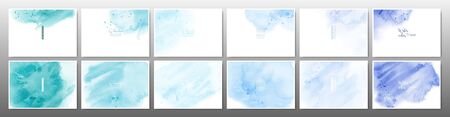 Set of pastel watercolor background. Stain artistic hand-painted vector, template design for banner, poster, card, cover, brochure.のイラスト素材