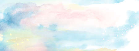 Abstract light watercolor for background. Stain artistic vector used as being an element in the horizontal background decorative design for banner, card, brochure, poster, cover or header.のイラスト素材