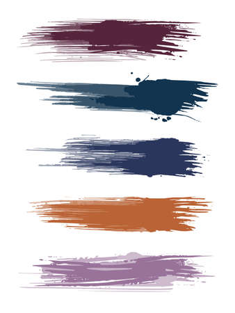 Earth Tone watercolor brush strokes isolated on white background. Texture brush lines set vector used as being an element in the decorative design.のイラスト素材