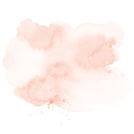 Abstract orange peach of stain splashing watercolor hand-painted on white background. Artistic used as being an element in the decorative design of invitation, cards, or wall art.のイラスト素材