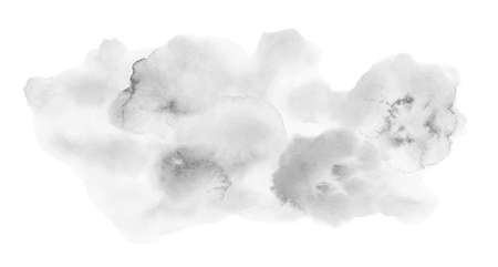 Abstract light grey watercolor stain shape. Cloud isolated element by watercolor hand-painted.のイラスト素材