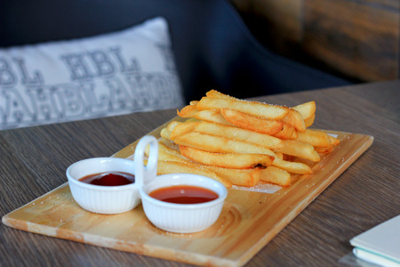 fried potatoes in coffee shopの写真素材