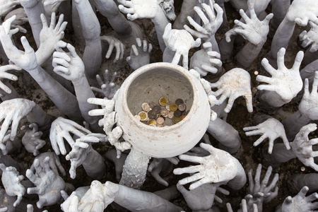 Hands Statue from Hell at White temple of Thailand