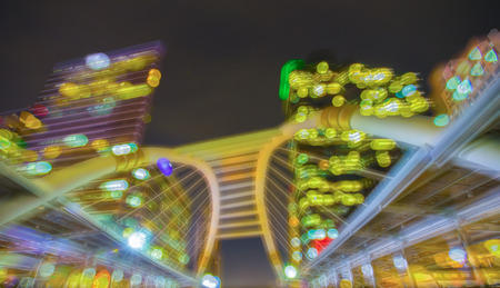 Abstract Bokeh cityscape of Bangkok central business backgroundの写真素材