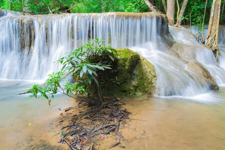 Amazing waterfall in deep forestの写真素材