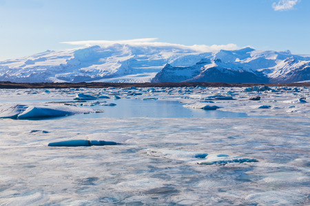 Ice floe on the ice field. Winter Iceland