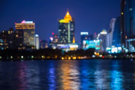 Cityscape at twilight time, Blurred Photo bokehの写真素材