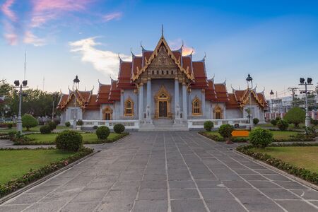 Wat Benjamaborphit or Marble Temple, Traditional Thai architecture, Bangkokの写真素材