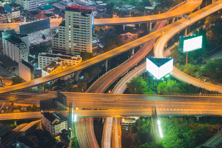 Long exposure of city expressway at nightの写真素材