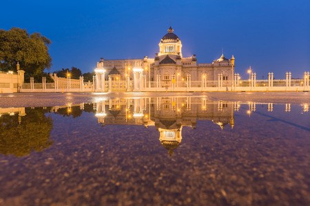 The Ananta Samakhom Throne Hall (Thailand white house) in Royal Dusit Palace, Bangkok Thailand with water reflectionのeditorial素材
