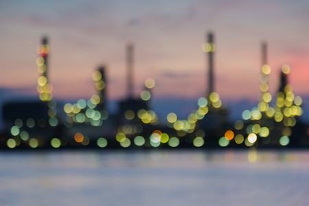 Out of focus Oil refinery twilightの写真素材