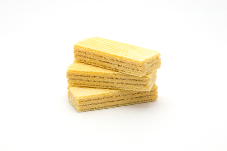 Creamy sweet wafer cream on white backgroundの写真素材
