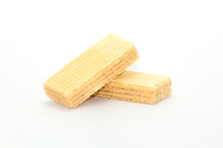 Wafers with cream isolated on white backgroundの写真素材