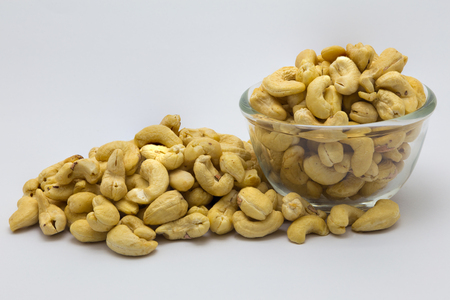 Rost Cashew nuts on white backgroundの写真素材