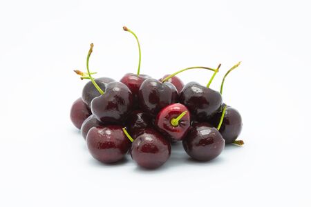 Fresh berries cherry on a white backgroundの写真素材