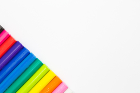 Rainbow colours plasticine clay on white backgroundの写真素材