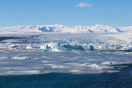 Beauty of floating ice lake with clear blur sky, Icelandの写真素材