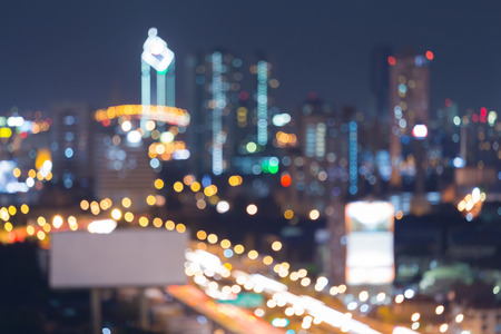 Abstract blurred bokeh light, city high way at nightの写真素材
