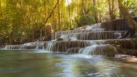 Beautiful waterfalls in deep forest national parkの写真素材