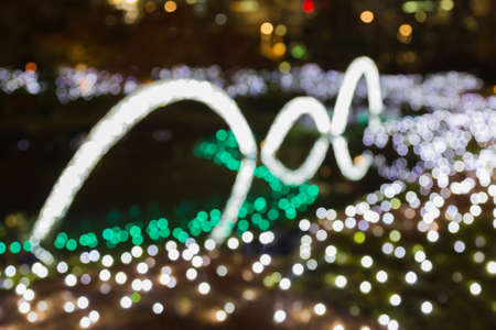 Blurred lights background christmas decoration in winterの写真素材