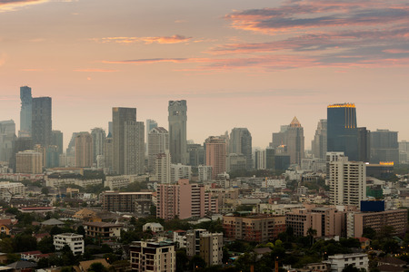 Aerial view cityscape view of Bangkok city downtown, Thailand