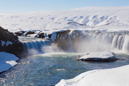 Godafoss, Iceland waterfall natural landscapeの写真素材