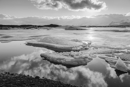 Black and White, Natural lake in winter season, Iceland natural landscape