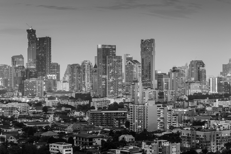 Black and White, residence downtown and office building backgroundの写真素材