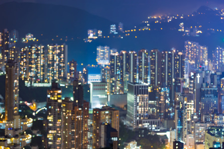 Abstract blurred lights Hong Kong residence area night viewの写真素材