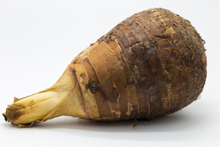 Taro food on white background, Taro root raw isolatedの写真素材