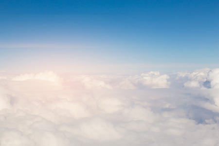 Beautiful white cloud and sky background, natural landscape backgroundの写真素材