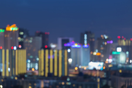 City night blurred bokeh light with twilight sky background, abstract backgroundの写真素材