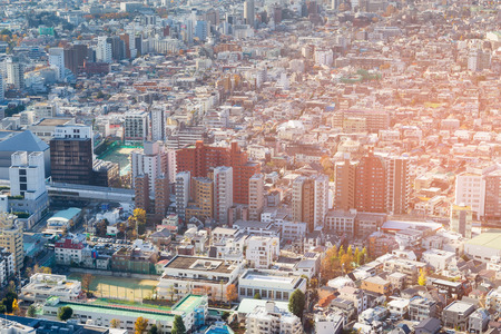 City residence downtown Tokyo city, cityscape backgroundの写真素材