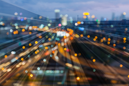 Double expose moving motion train with city blurred bokeh light, abstract backgroundの写真素材