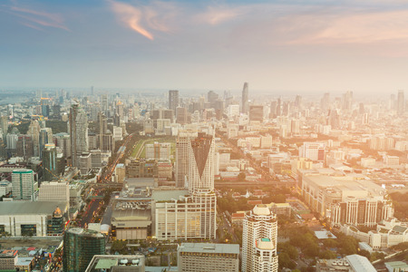 Bangkok city business downtown skyline, cityscape background Thailand
