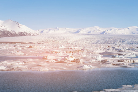 Jokulsarlon ice glacier and lagoon Iceland natural landscape winter season