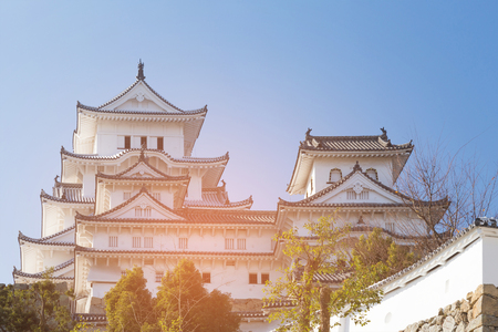 White world heritage Himeji castle, historic Osaka Japan landmarkのeditorial素材