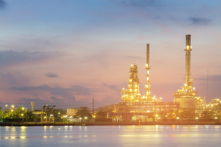 Beauty light night view oil refinery river front