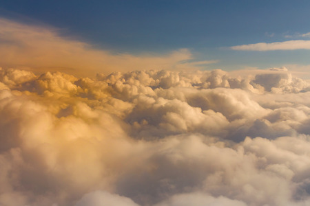 Soft white cloud with blue skyline, natural landscape background