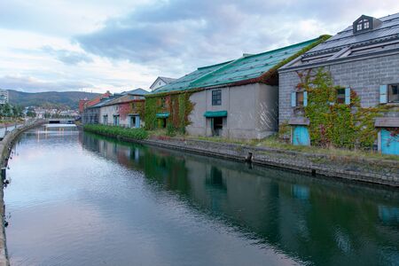 Otaru canals in Otaru, Hokkaido perfecture historic place, Japanの写真素材