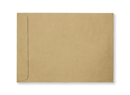 Brown envelope Isolated on white backgroundの写真素材