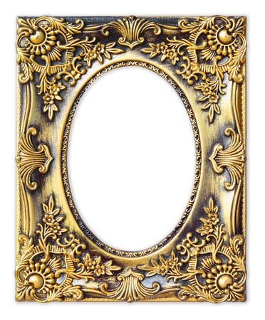 The Old antique gold frame on the white backgroundの写真素材