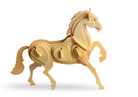 Wooden horse on white backgroundの写真素材