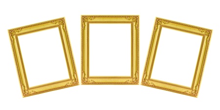 The antique gold frame on the white backgroundの写真素材