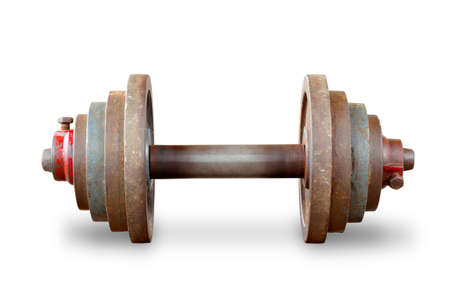 Dumbbell weights on white backgroundの写真素材