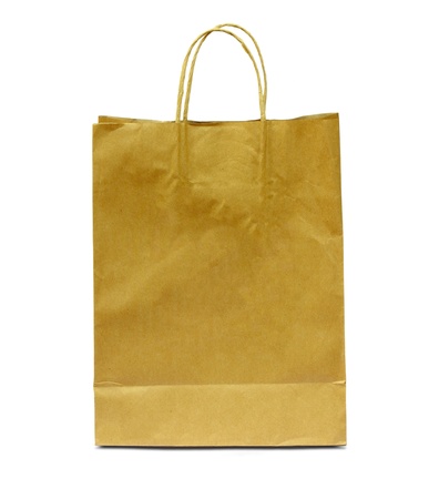 blank brown paper bag isolated on white backgroundの写真素材