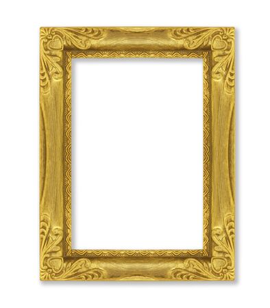 The antique gold frame on the white backgroundの写真素材