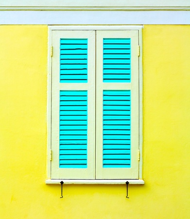wood window with colorfulの写真素材