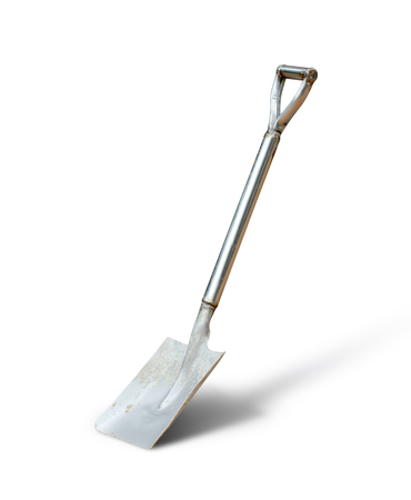 old shovel on white backgroundの写真素材