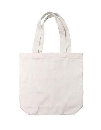White cotton bag on white isolated backgroundの写真素材